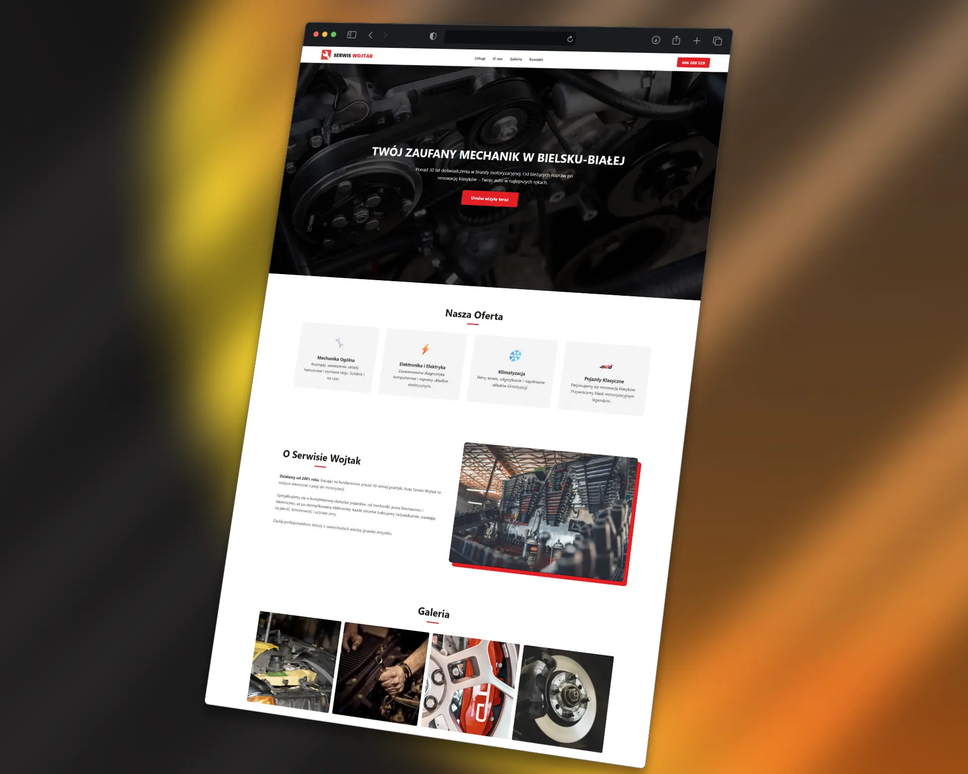 Projekt strony dla warsztatu samochodowego